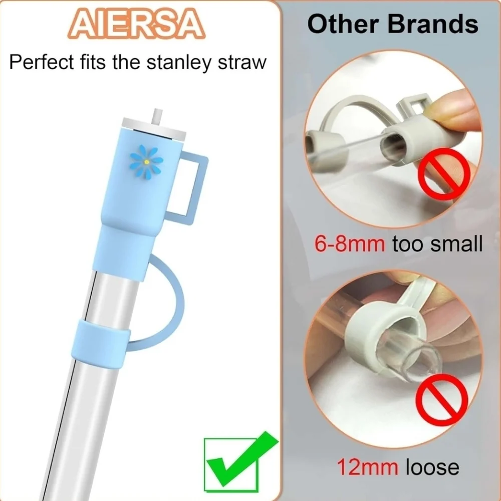 🔹 5 random Pcs Straw Cover Cap For Stanley Cup 30-40oz  Silicone Straw Topper🥤